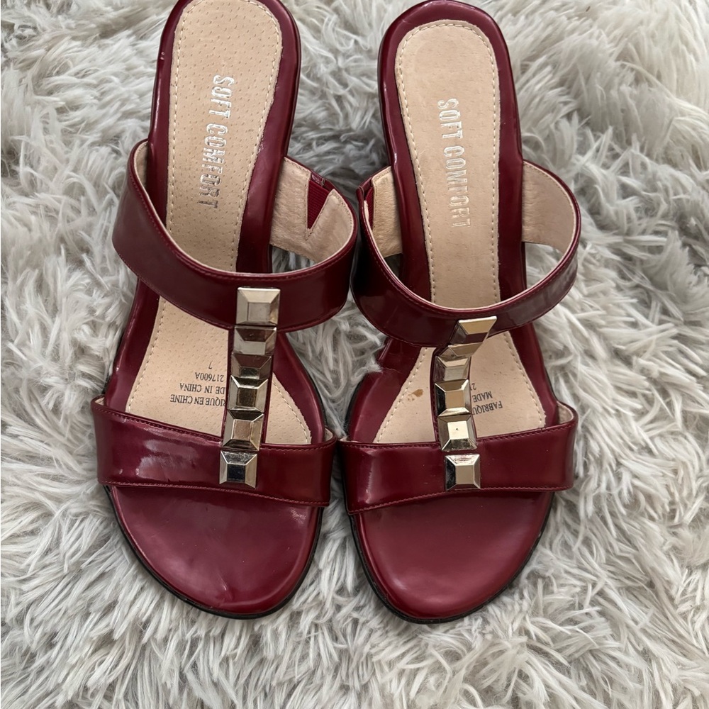 Soft Comfort Burgundy Jewelled Sandal